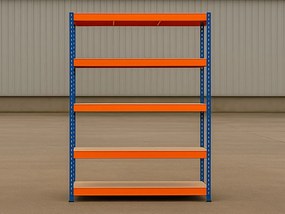 Regál 180x90x40 cm lakovaný 5-policový, nosnosť 100 kg - modro-oranžový