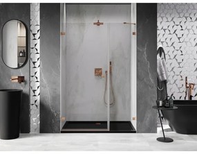 Mexen Lunar-B, Otočné ľavé sprchové dvere 120 cm, 8mm číre sklo, medený matný profil, 832S-120-050-65-00-L