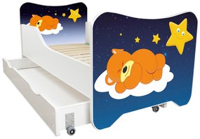 TOP BEDS Detská posteľ Happy Kitty 140x70 Medvedík so zásuvkou
