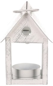 Lampáš kovový Vtáčia búdka, biela, 11 cm