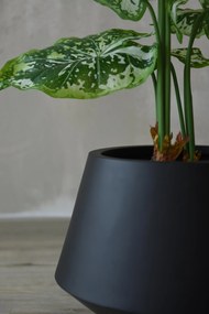 Okrúhly kvetináč BERBELIT, sklolaminát, výška 30 cm, čierny