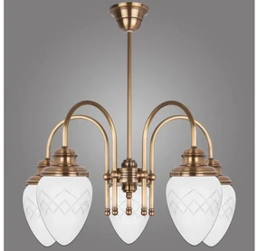 KEMAR RI/5/M - Luster na tyči RINAMA 5xE27/60W/230V mosadz PD511
