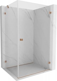 Mexen Lunar-B, pravostranný výklopný sprchový kút 90 x 70 cm, 8mm číre sklo, profil medená matná, 832-090-070-65-00-P