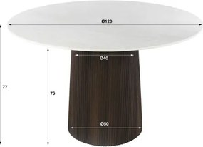 Jedálenský stôl 57-07 Ceramo Ø120cm Ceramic Taj Mahal  - Komfort-nábytok