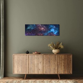 Obraz - Nočná obloha (s hodinami) (90x30 cm)