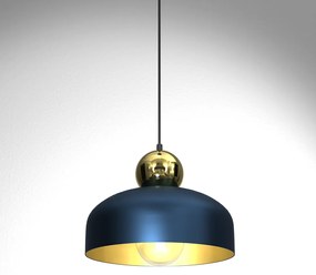 Závesné svietidlo Harald, 1x zlaté/tmavomodré kovové tienidlo, db/g