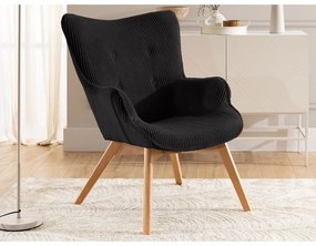 Čierne menčestrové kreslo Niko – Ropez