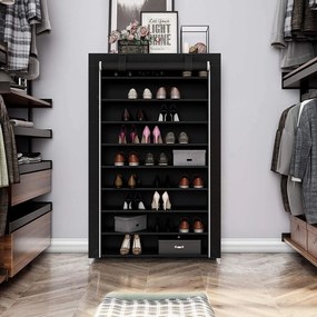 10-úrovňový stojan na topánky, botník až pre 54 párov topánok, čierny