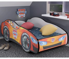 TOP BEDS Detská auto posteľ Racing Car Hero - Dogs Adventure oranžová 160cm x 80cm - 5cm