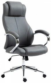 Design-Shop Kancelárska stolička Salford - koža - Sivá