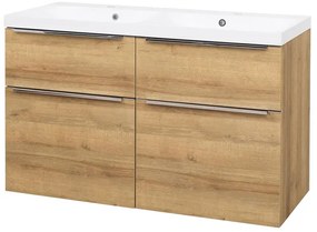 Mereo Mereo, Mailo, kúpeľňová skrinka s umývadlom z liateho mramoru 121 cm, chrómové madlo, MER-CN523M