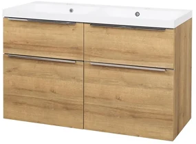 Mereo Mereo, Mailo, kúpeľňová skrinka s umývadlom z liateho mramoru 121 cm, chrómové madlo, MER-CN523M