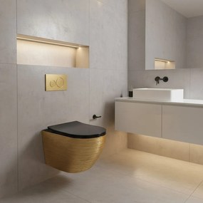 Závesná WC misa Rea Carlo Mini Tornado Black Brush Gold