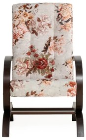Kreslo Lux kvety, béžová - růže / orech (3995/105)