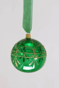 Bella Rose Sklenená vianočná ozdoba Guľa Zelená Lesk 3