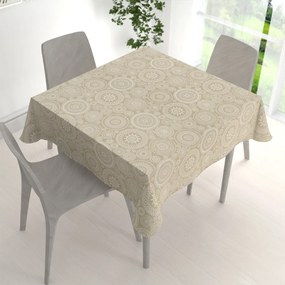 Biante Dekoračný štvorcový obrus Leona LN-170 Biele mandaly na režnom 90x90 cm