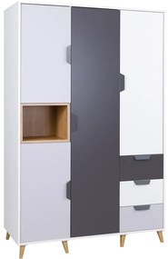 Skriňa Joker 1 120 Biely/Grafit/Šedá/Dub Lefkas