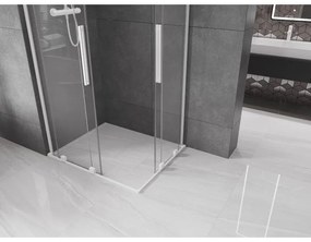 Mexen Velar L Duo, sprchový kút s posuvnými dverami 90 x 80 cm, 8mm číre sklo, biela matná, 871-090-080-02-03-20