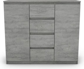 Široká komoda so 4 zásuvkami Carlos, šedý betón, 120 cm
