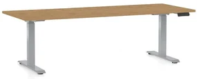 Výškovo nastaviteľný stôl OfficeTech D, 200 x 80 cm, sivá podnož, dub kamenný