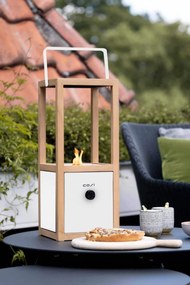 Plynový lampáš COSI Cosiscoop Urban, kov biely / teak ~ 20 x 20 x výška 49 cm