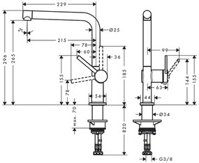 Hansgrohe M54, drezová batéria Talis, vzhľad nehrdzavejúcej ocele, HAN-72840800