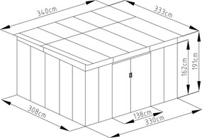 Záhradný domček G21 GRAH 1132 - 340 x 333 cm, metalický šedý