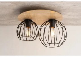 Prisadený luster CYBER 2xE27/60W/230V drevo/čierna