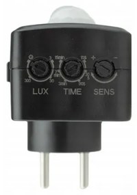 ECOLIGHT LED pohybový a súmrakový senzor do zásuvky - čierny