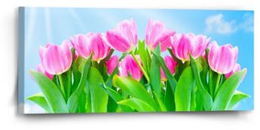 Sablio Obraz Ružové Tulipány - 110x50 cm