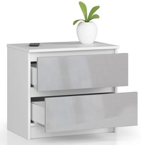 Nočný stolík K60 2SZ CLP metalický, lesk