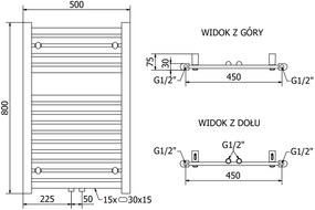 Mexen Hades, elektrické vykurovacie teleso 800 x 500 mm, 600 W, antracitová, W104-0800-500-2600-66