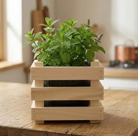 AMADEA Drevený obal na kvetináč, 17x17x15cm, drevený kvetináč Český výrobek
