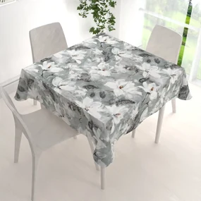 Biante Zamatový štvorcový obrus Tamara TMR-016 Designové kvetiny na sivozelenom 100x100 cm