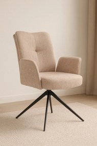Otočná jedálenská stolička Stanley, čalúnená, béžová