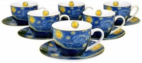 Šálka s podšálkou 250 ml na kávu  - set 6 ks Vincent van Gogh The Starry Night, 928065 ()