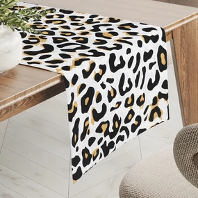 Biante Bavlnený behúň na stôl Sandra SA-409 Leopardí vzor na bielom 45x160 cm