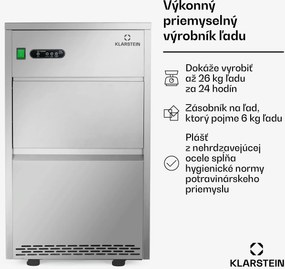 Klarstein Powericer XXL, výrobník ľadu, priemyselné zariadenie na výrobu kociek ľadu, 160 W