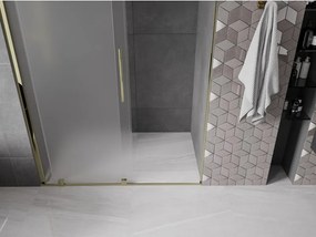 Mexen Velar, posuvné sprchové dvere do otvoru 130 cm, 8mm sklo námraza, zlatá lesklá, 871-130-000-31-50
