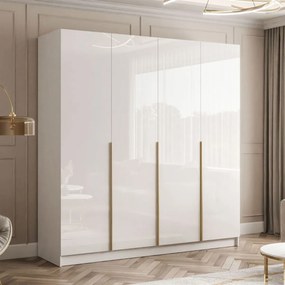 ŠATNÍKOVÁ SKRIŇA BLANCA BIELÝ LESK 4D ZLATÉ ÚCHYTKY