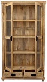 furniture-nabytek.cz - Rustikálna vitrina z masívneho dreva manga 100x180x45