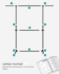 Stojan na oblečenie dvojstupňový JASON 101-165x49x113-180cm, čierna SongmicsHome