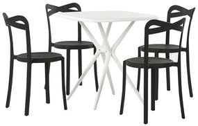 Záhradná súprava stola a 4 stoličiek biela/čierna SERSALE / CAMOGLI Beliani