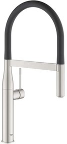 GROHE Essence profesionálna páková drezová batéria, flexibilné rameno so sprškou s prepínaním, 2jet, výška výtoku 197 mm, Supersteel/čierna, 30294DC0