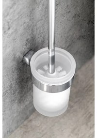 Gedy - Nástenná WC štetka PIRENEI lesklý chróm/sklo satén