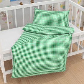 Biante Detské bavlnené posteľné obliečky do postieľky Sandra SA-058 Zeleno-biele kocky Do postieľky 90x130 a 40x60 cm