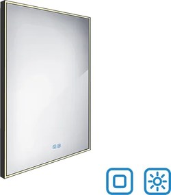 Nimco Čierne LED zrkadlo 600x800 s dvoma dotykovými senzormi - ZPC 13002VX-90