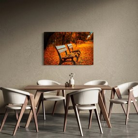 Obraz lavičky v jeseni (90x60 cm)
