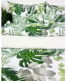Obliečky Maurícius 200x220 / 2×70x90 cm – 100% bavlna, tropický vzor s palmami a monsterou, zips