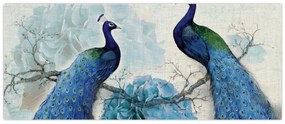 Obraz - Pávy s textúrami (120x50 cm)